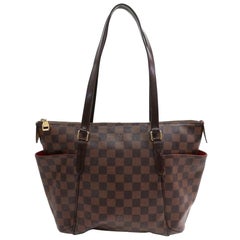 Louis Vuitton Totally Damier Ebene Zip Pm 870433 Brown Coated Canvas Tote