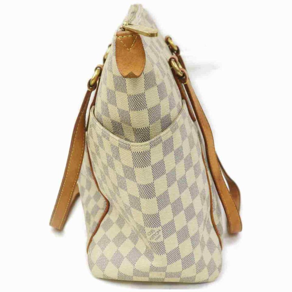 Louis Vuitton Totally Mm Zip 860060 Cream Damier Azur Canvas Tote In Good Condition For Sale In Dix hills, NY
