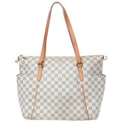 LOUIS VUITTON Tote Bag Totally MM White Damier Azur Shoulder Bag