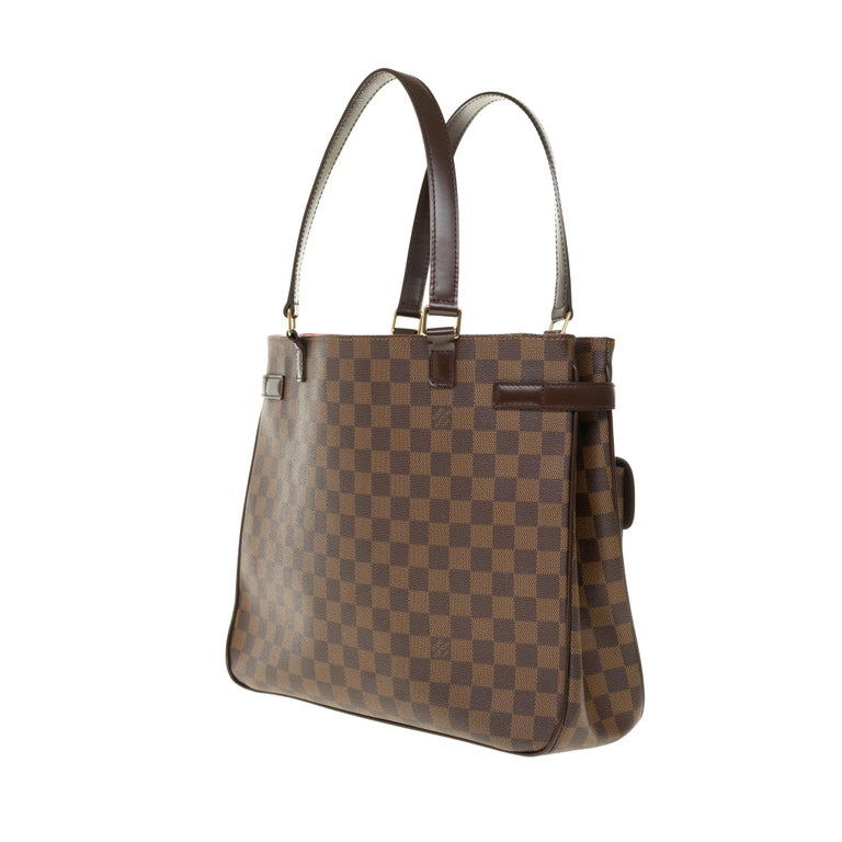 Louis Vuitton Tote in brown checkered canvas and brown leather In Good Condition In Paris, IDF
