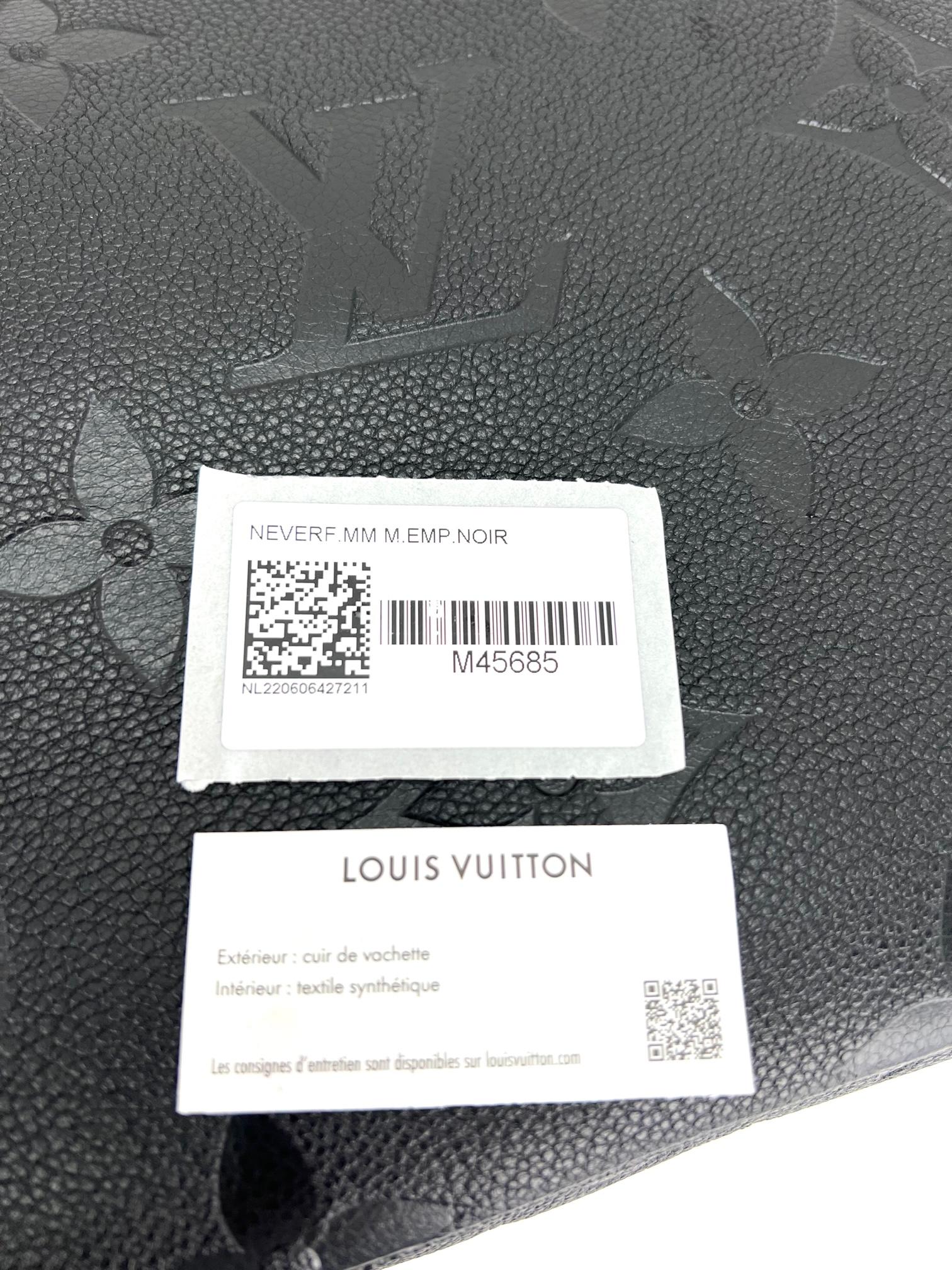 LOUIS VUITTON Tote Neverfull MM Black Empreinte Leather Shoulder Bag  9