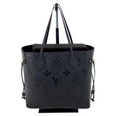 LOUIS VUITTON Tote Neverfull MM Schwarze Empreinte Leder-Umhngetasche