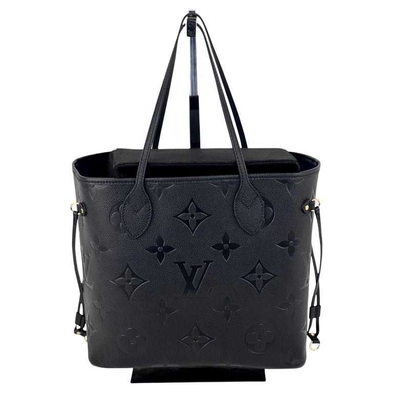 Louis Vuitton NWT 2021 Black Noir Neverfull Empreinte Leather MM Medium  Size