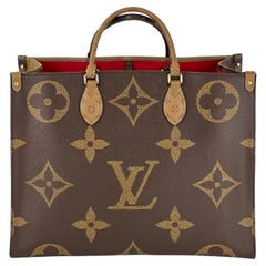 Louis Vuitton Tote OntheGo GM Bag Giant Reverse Monogram Tote Bag Added Insert 