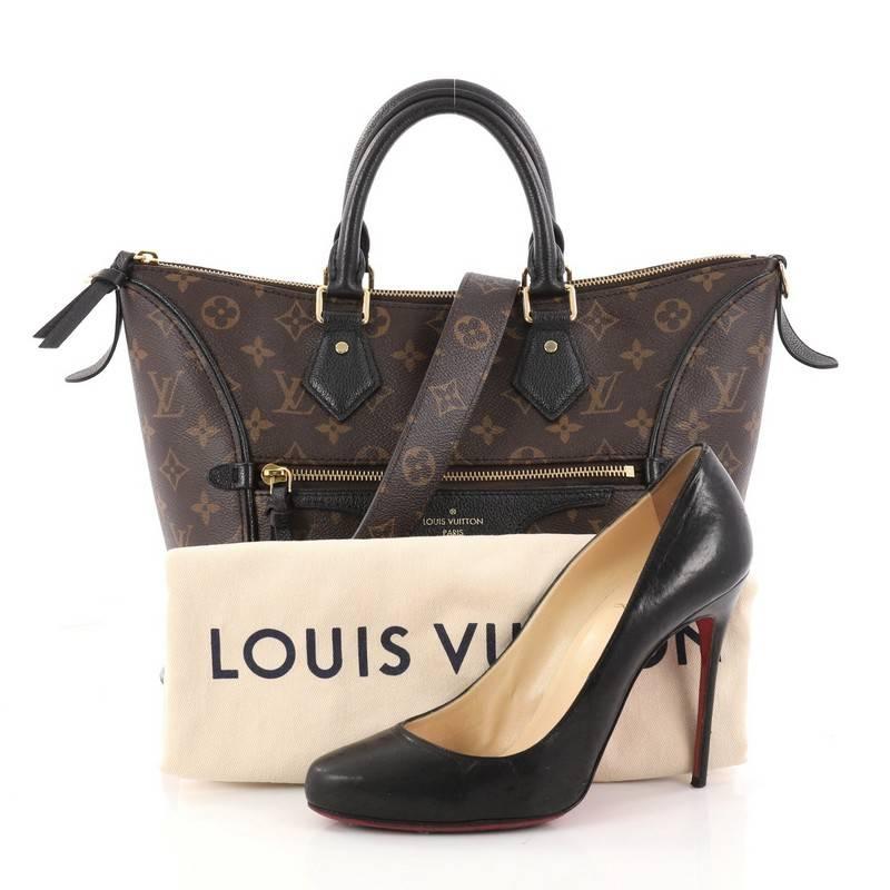 This authentic Louis Vuitton Tournelle Tote Monogram Canvas PM is a modern carryall for work and play. Crafted in brown monogram coated canvas with black leather trims, this chic bag features dual-rolled leather handles, exterior zip pocket, front