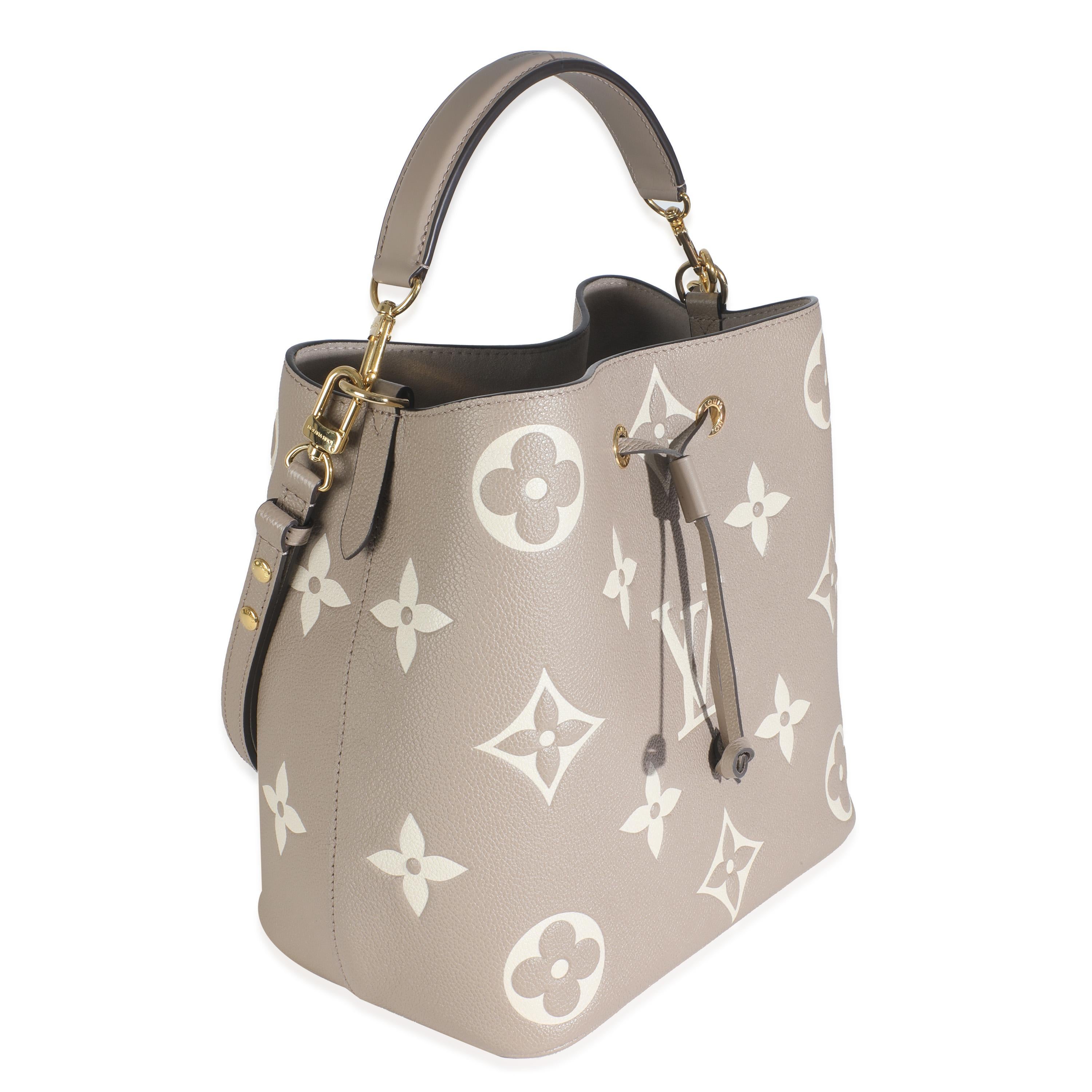 Beige Louis Vuitton Tourterelle Creme Empreinte Monogram Giant Neonoe MM