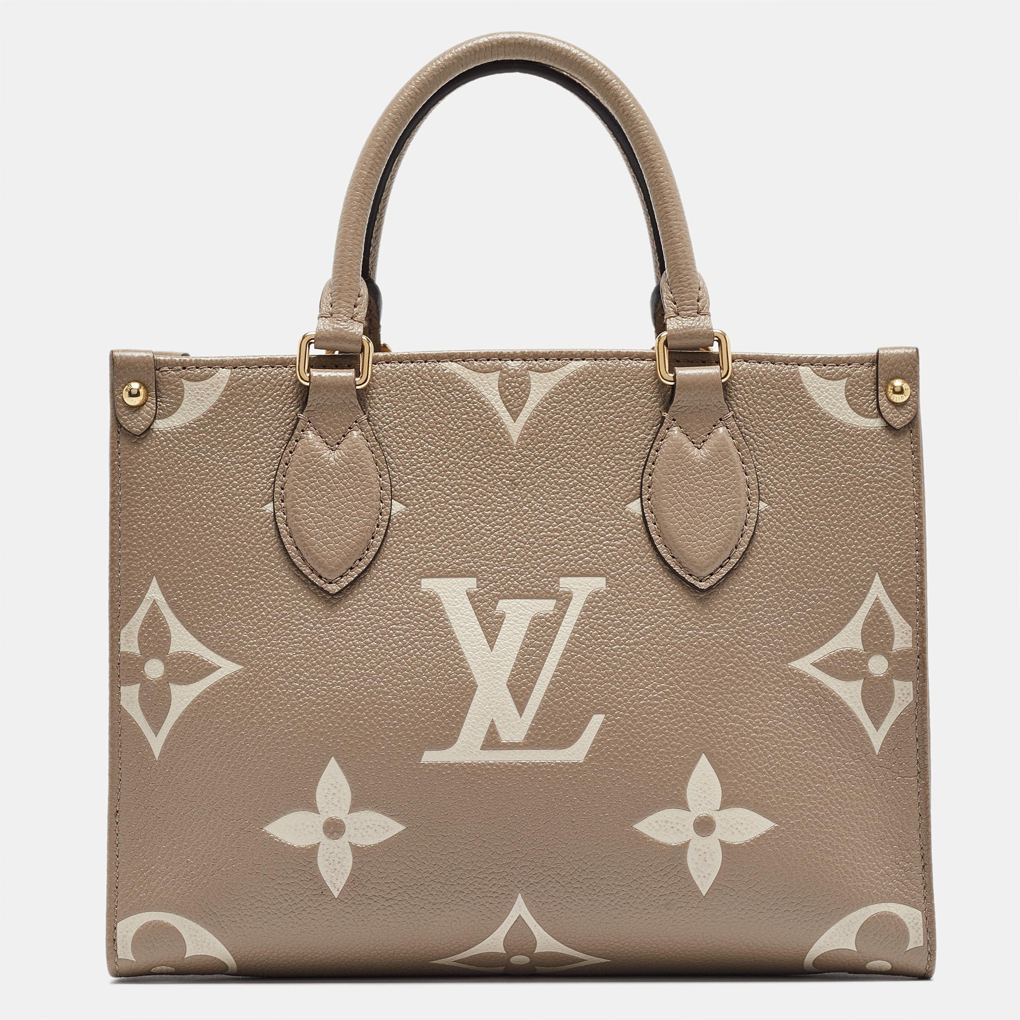  Sac cabas Onthego PM Empreinte avec monogramme tourterelle/crème Louis Vuitton Pour femmes 