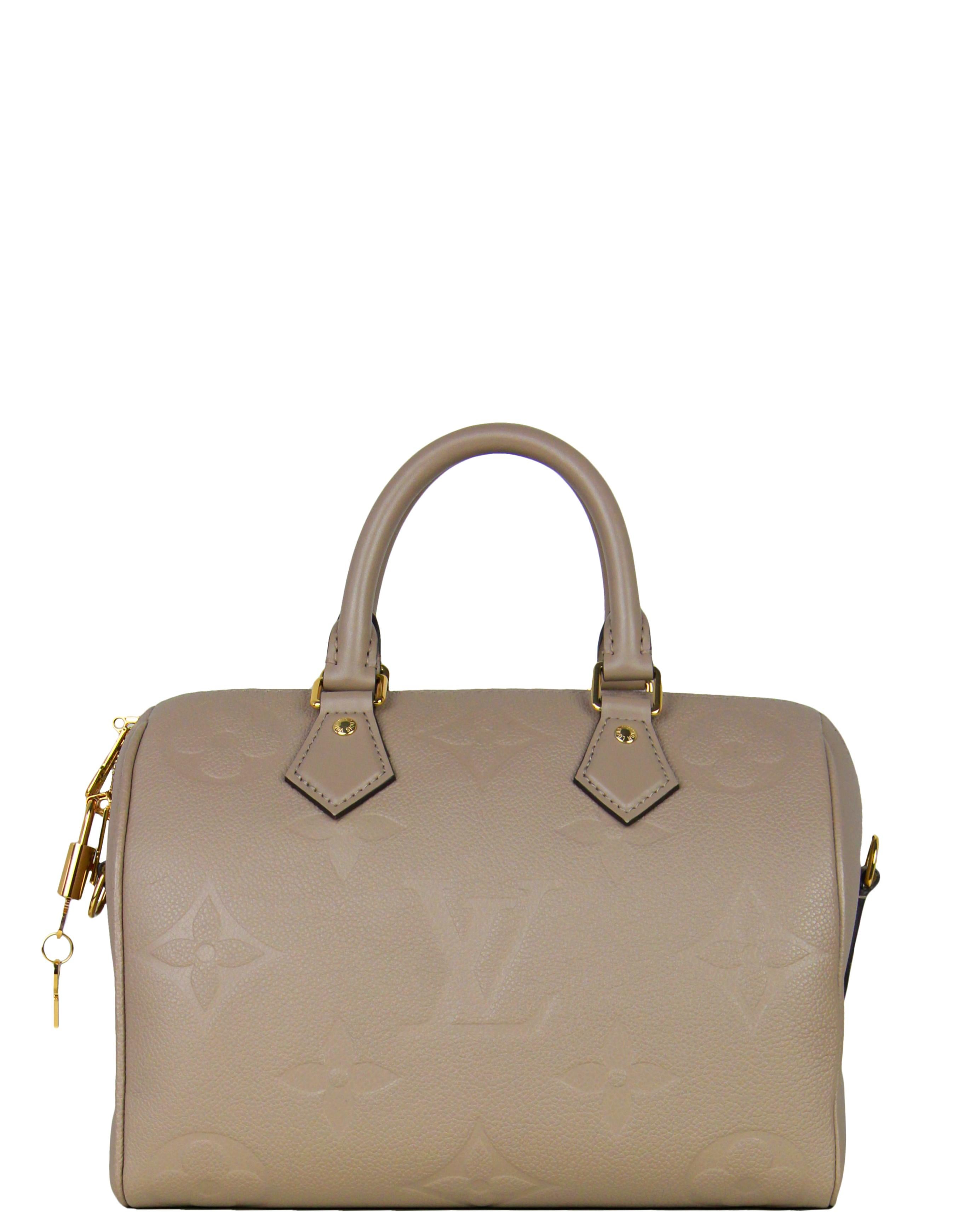 Brown Louis Vuitton Tourterelle Empreinte Monogram Giant Speedy Bandouliere 25 Bag For Sale