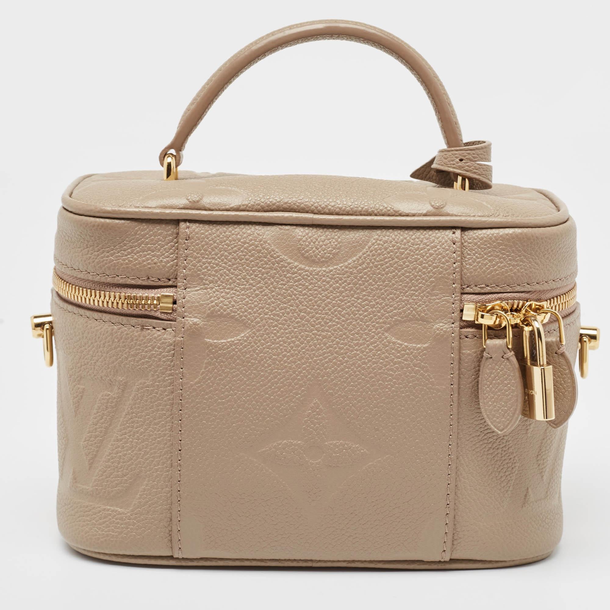 Women's Louis Vuitton Tourterelle Empreinte Monogram Giant Vanity PM Bag