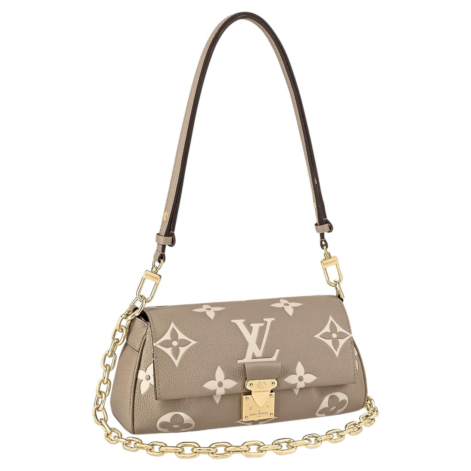 Louis Vuitton Tourterelle Grey/Cream Monogram Empreinte Leather Favourite  Bag For Sale at 1stDibs