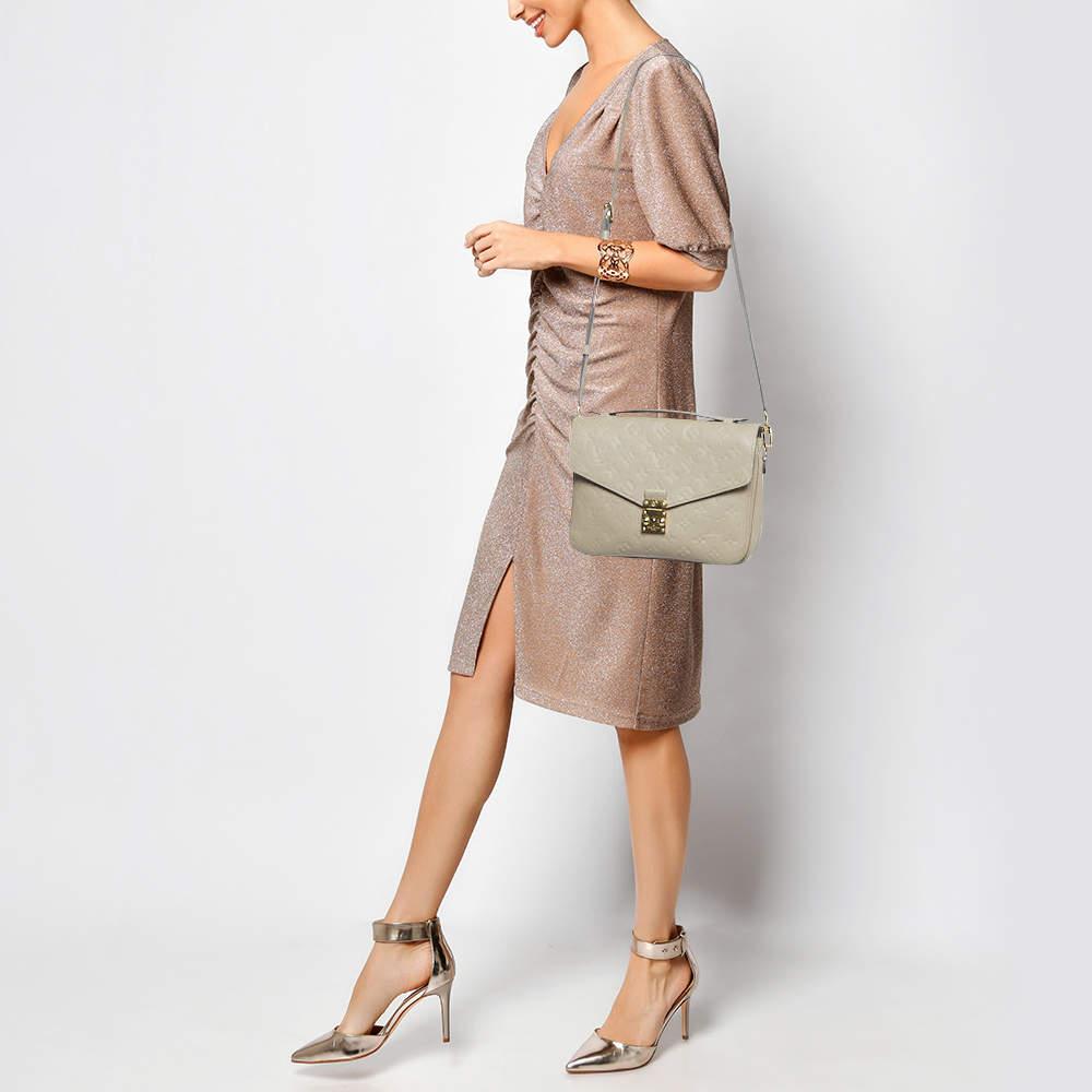 Beige Louis Vuitton Tourterelle Monogram Empreinte Leather Pochette Metis Bag