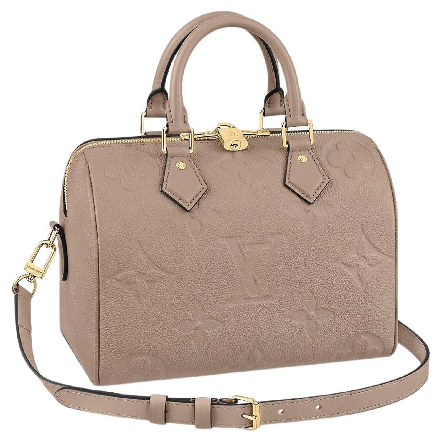 Louis Vuitton Tourterelle Monogram Empreinte Leather Speedy Bandoulière 25  Bag For Sale at 1stDibs