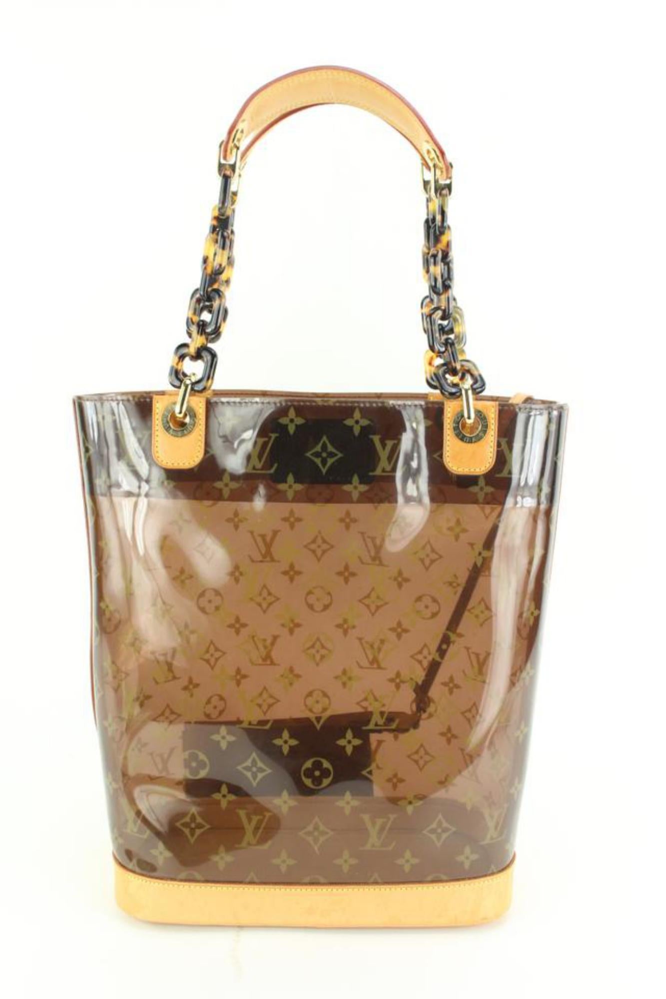 Louis Vuitton Translucent Monogram Cabas Sac Ambre MM Clear Tote with Pouch 50lk In Good Condition In Dix hills, NY