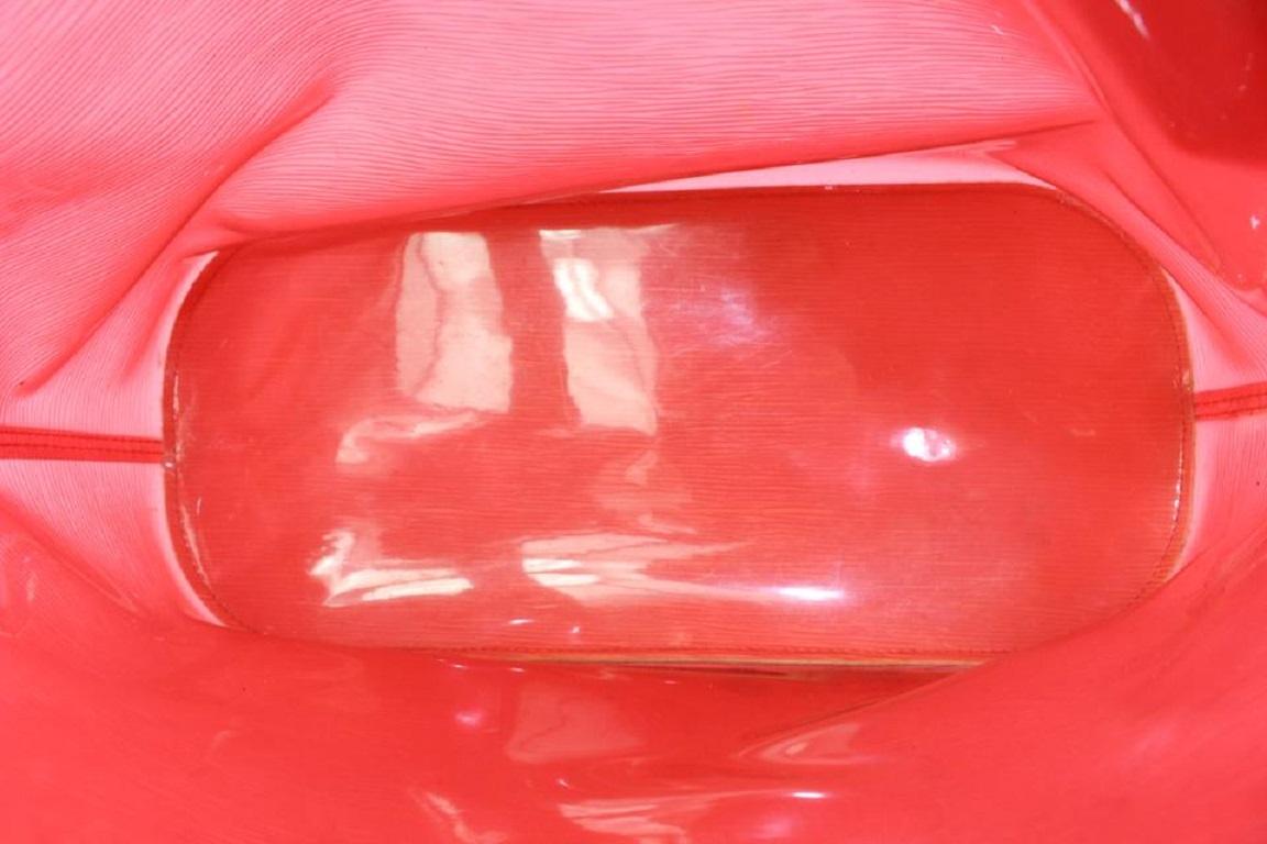 Louis Vuitton Translucent Red Epi Plage Lagoon Bay MM Clear Tote Bag 101lv27 In Good Condition In Dix hills, NY