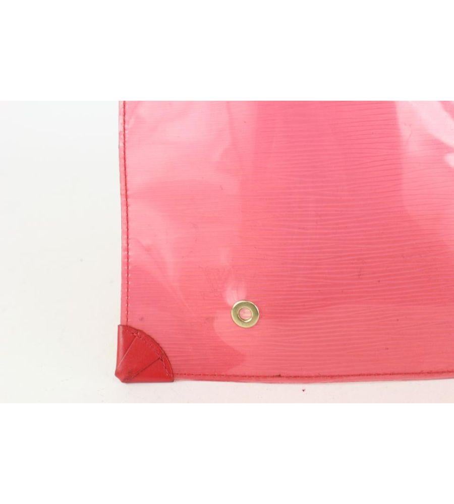 Louis Vuitton Translucent Red Epi Plage Pochette Accessoires Clear Clutch For Sale 6