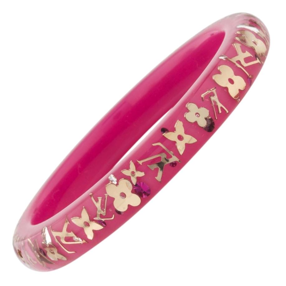 Louis Vuitton Transparent/Gold Inclusion Bangle Bracelet Pink