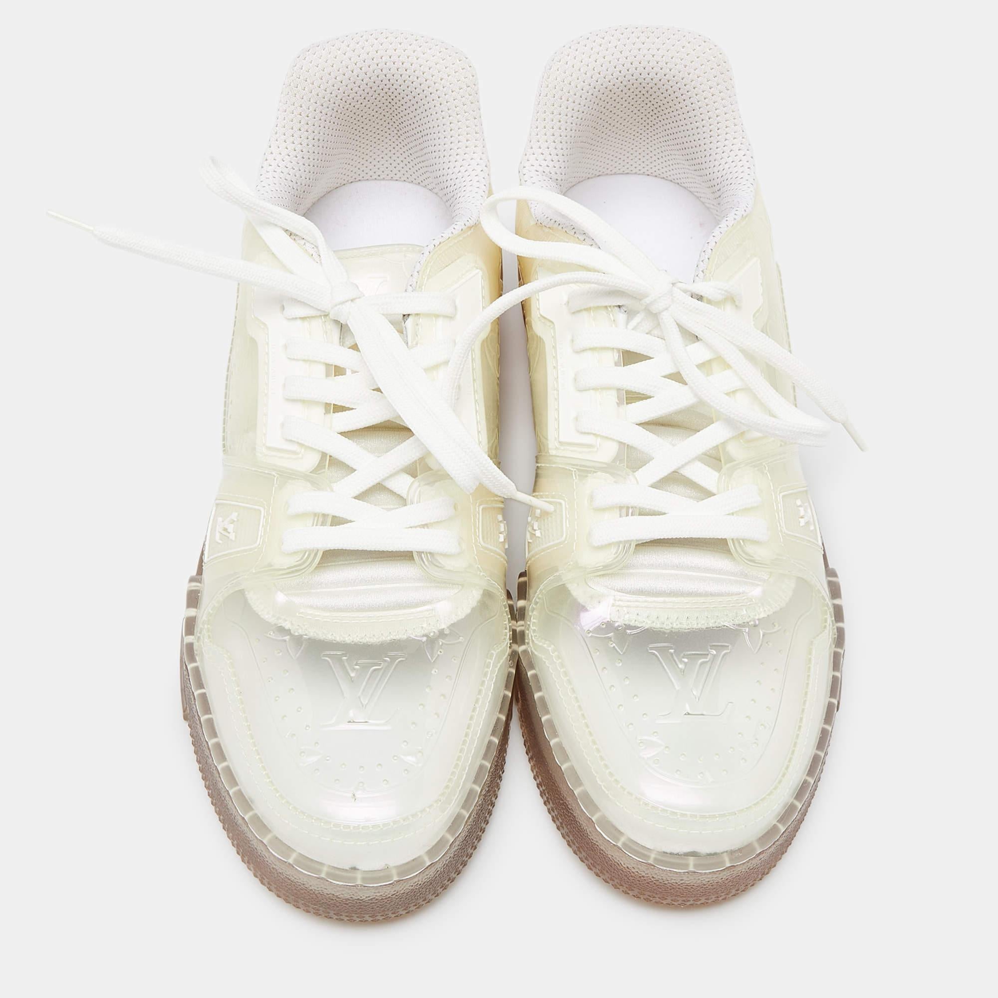 Beige Louis Vuitton Transparent Monogram PVC Trainer Sneakers Size 41