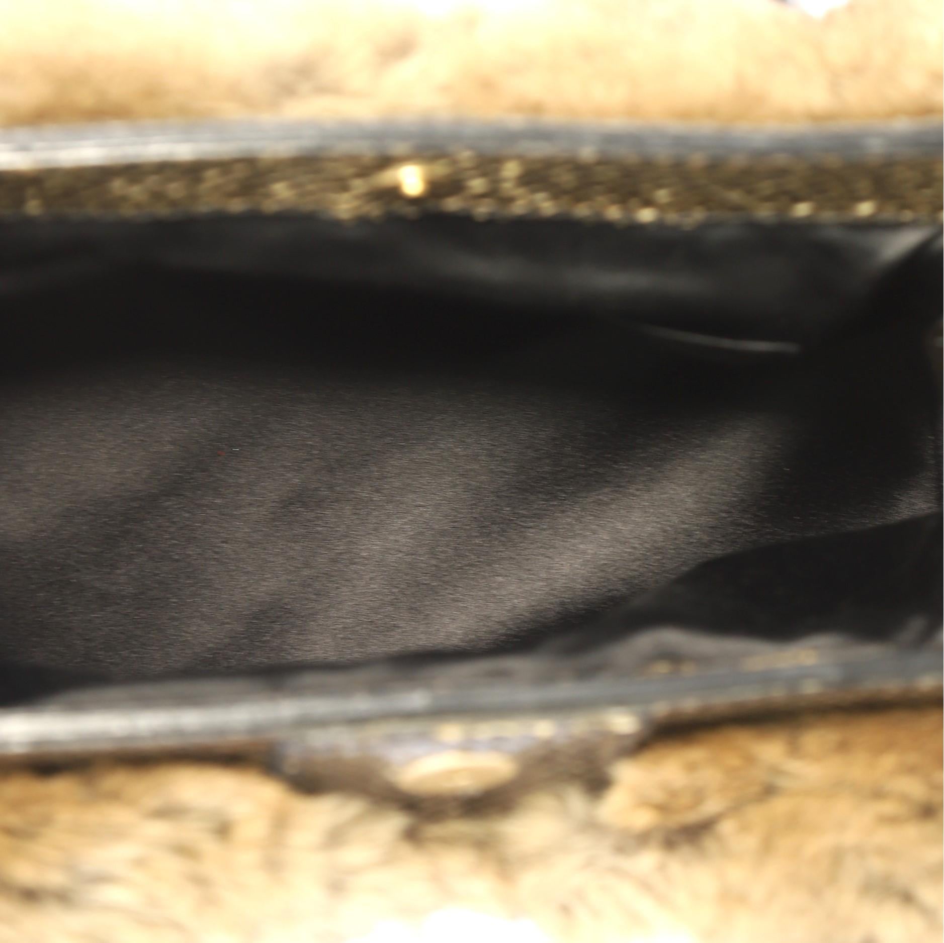 Black Louis Vuitton Trapeze Handbag Denim with Fur and Lizard PM