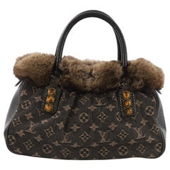 Louis Vuitton Trapeze Handbag Denim with Fur and Lizard PM