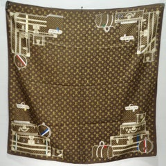Louis Vuitton Travel Trunks & Bags Monogram Brown Silk Scarf