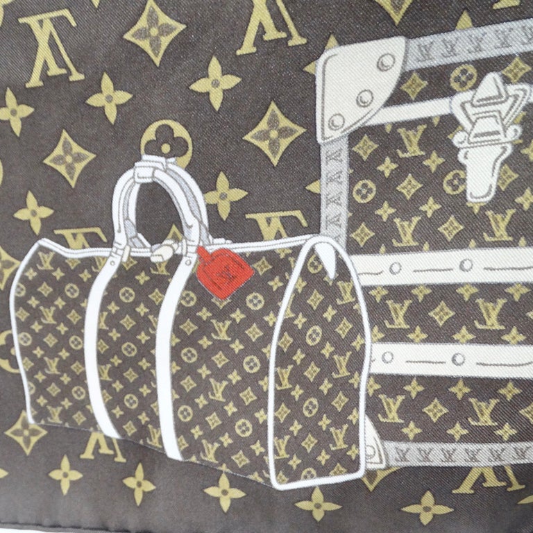 Louis Vuitton Travel Trunks and Bags Monogram Brown Silk Scarf For Sale at  1stDibs