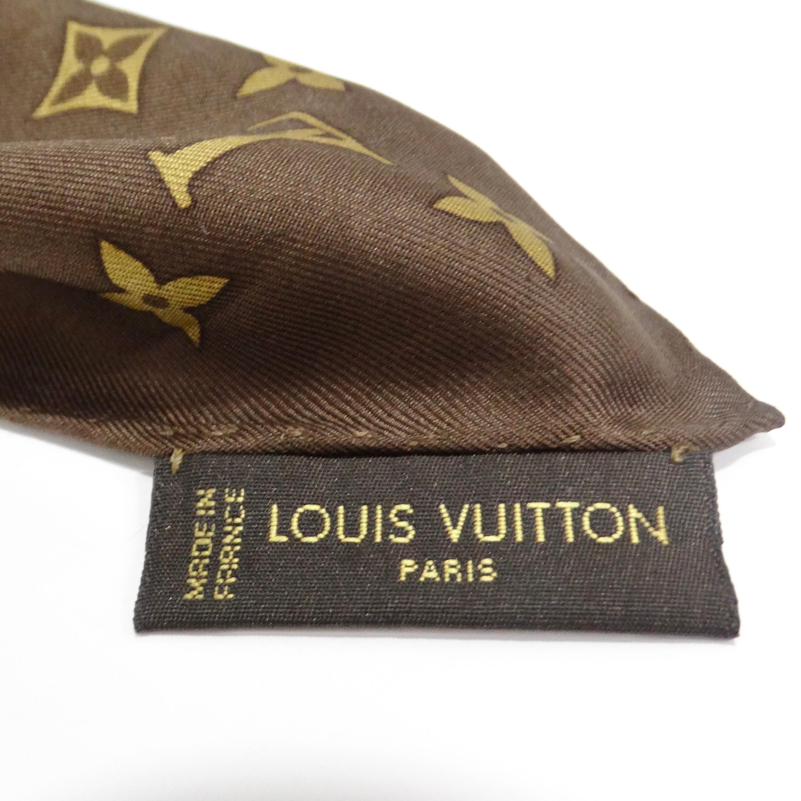 Louis Vuitton Travel Trunks & Bags Monogram Brown Silk Scarf  For Sale 3