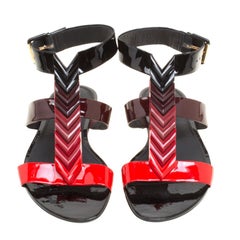 Louis Vuitton Tri Color Gradient Patent Leather Bright Shades Flat Gladiator San
