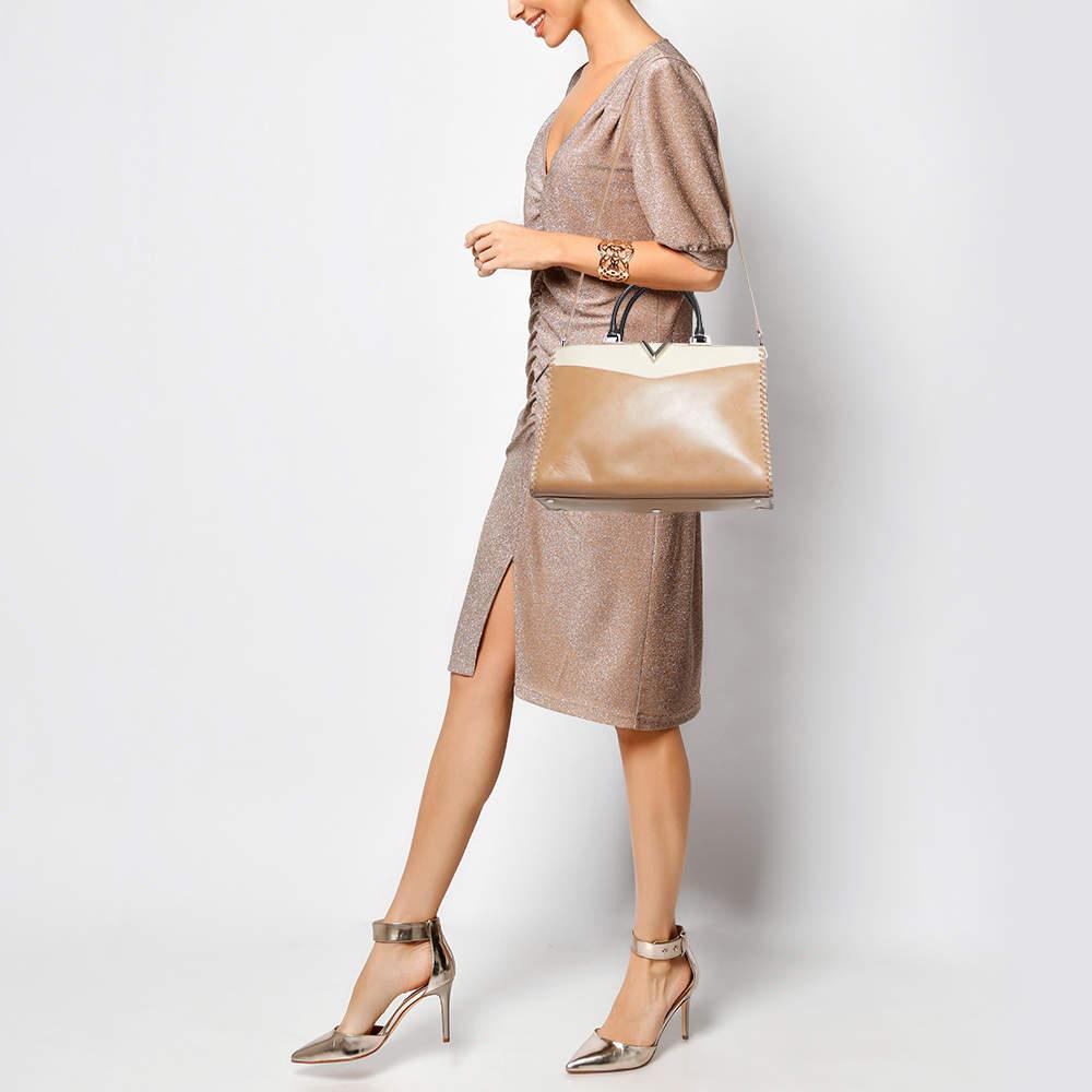 Beige Louis Vuitton Tri Color Leather Monogram Very Zipped Bag