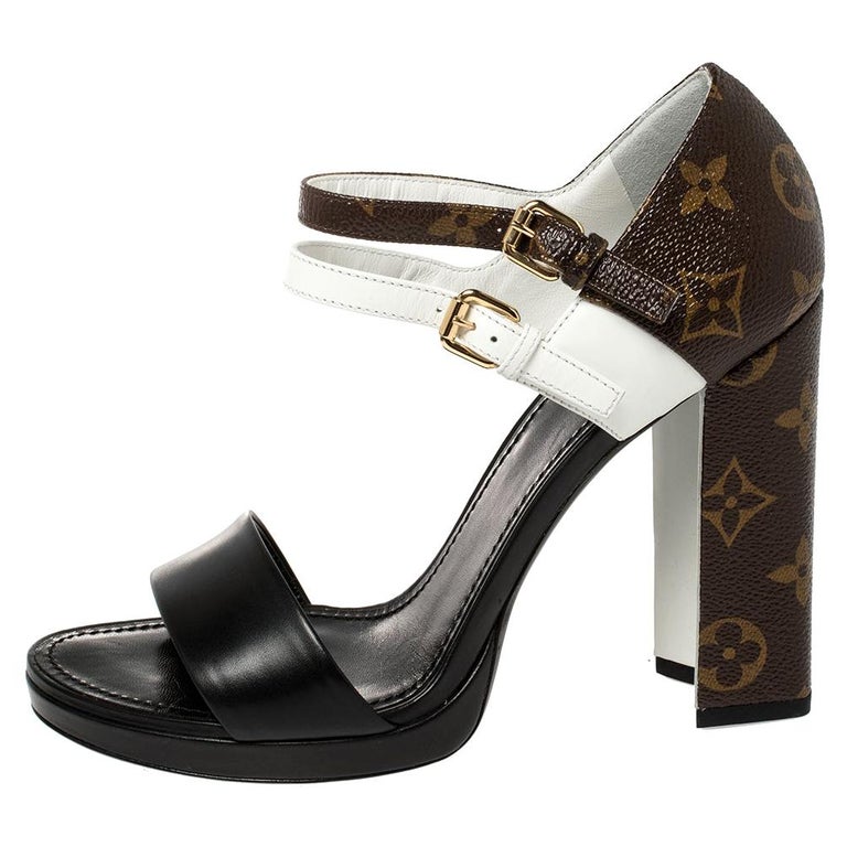 Louis Vuitton Tricolor Patent Leather Ankle Cuff Flat Sandals Size 39 Louis  Vuitton