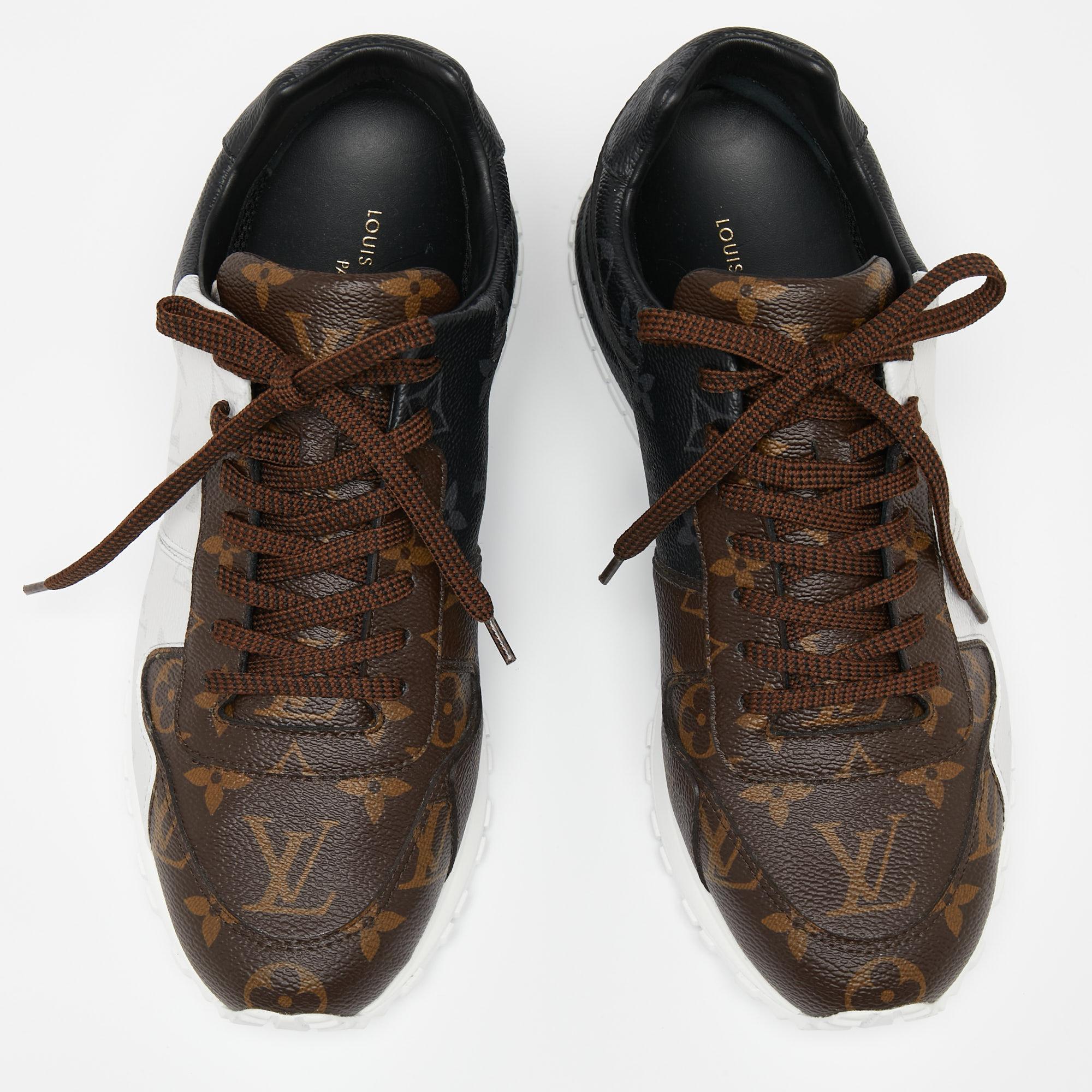 Made to provide comfort, these Run Away sneakers by Louis Vuitton are trendy and stylish. They've been crafted from quality materials and designed with lace-up vamps, logo details, and the label on the inserts. Wear them with your casual outfits for
