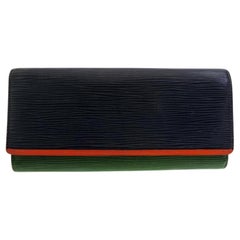 Louis Vuitton Tricolor Flore Wallet 227740 Navy X Green Epi Leather Clutch