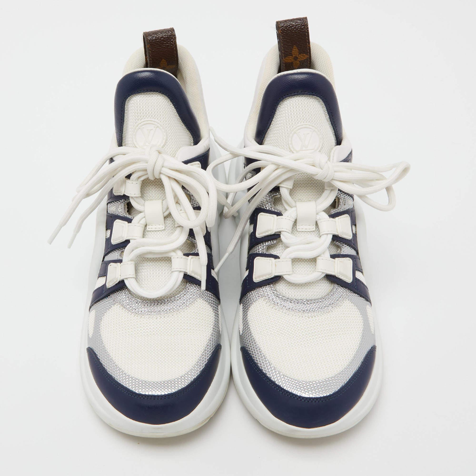 Gray Louis Vuitton Tricolor Leather and Mesh Archlight Sneakers 