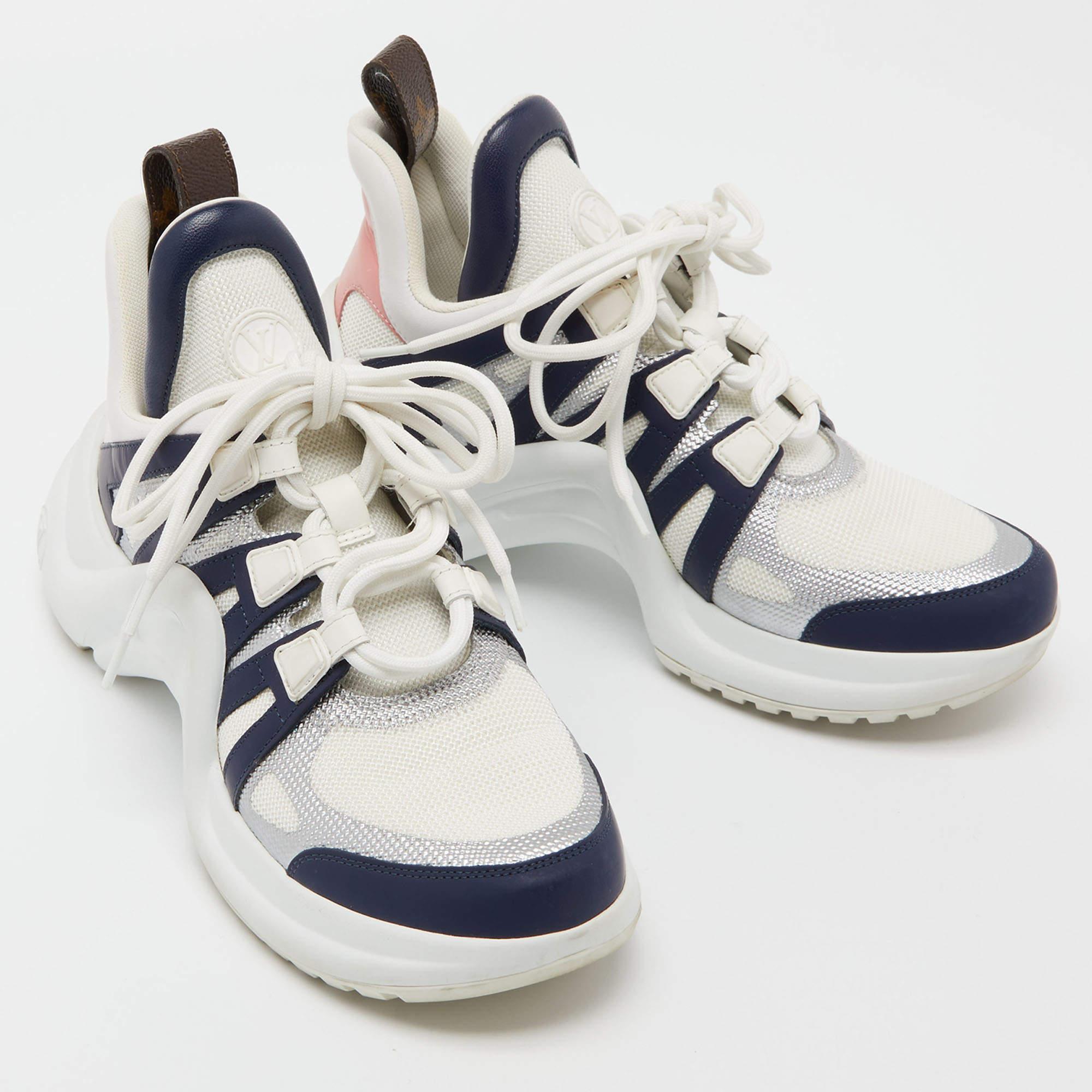 Women's Louis Vuitton Tricolor Leather and Mesh Archlight Sneakers 