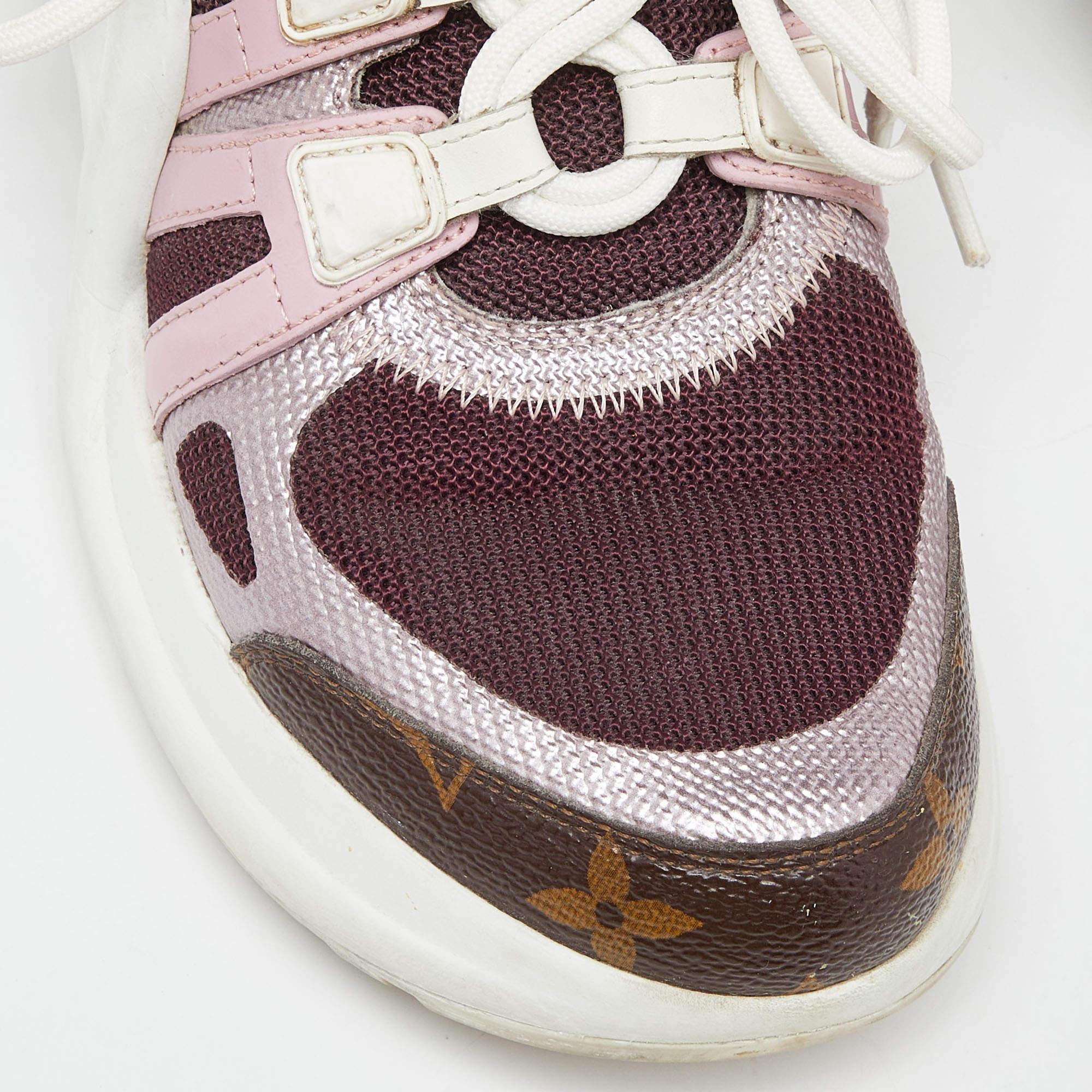 Women's Louis Vuitton Tricolor Leather and Mesh Archlight Sneakers Size 36.5 For Sale