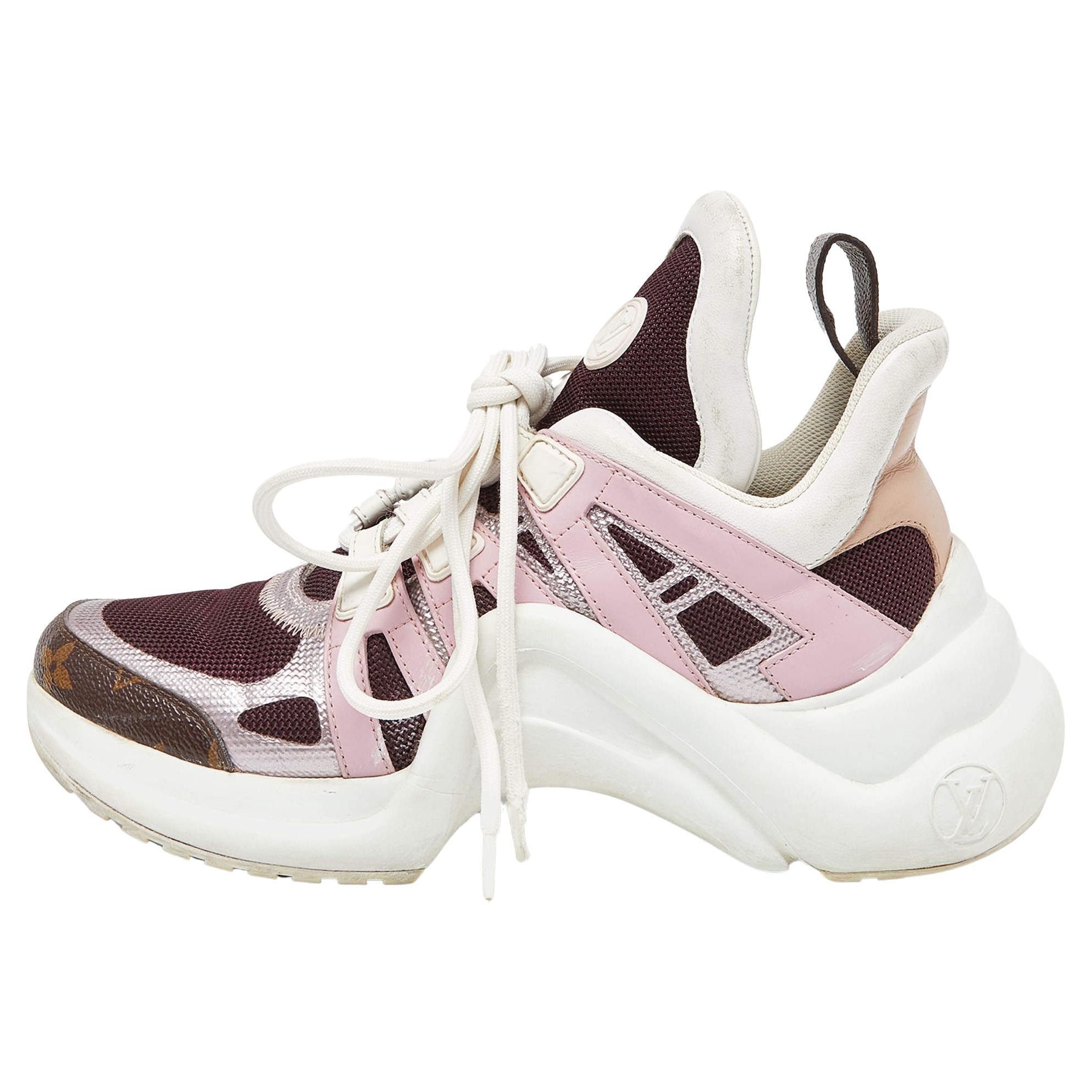 Louis Vuitton Tricolor Leather and Mesh Archlight Sneakers Size 36.5 For Sale