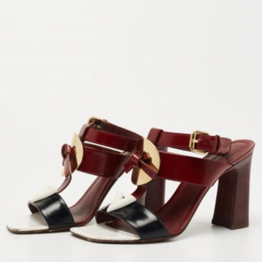 Louis Vuitton - Sandales à lanières en cuir tricolores, taille 36,5 en vente 3