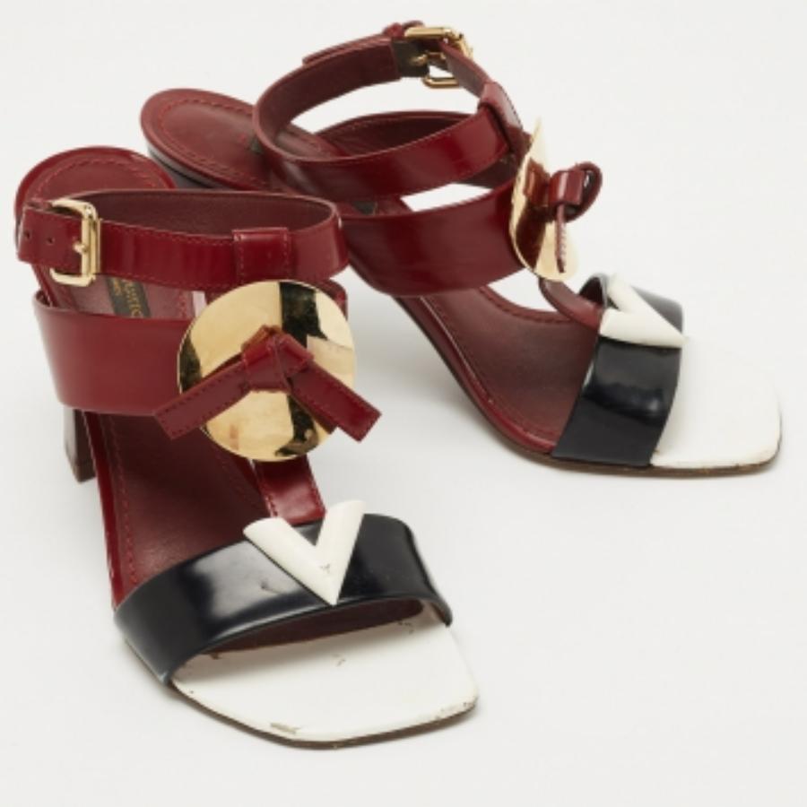 Louis Vuitton - Sandales à lanières en cuir tricolores, taille 36,5 en vente 4
