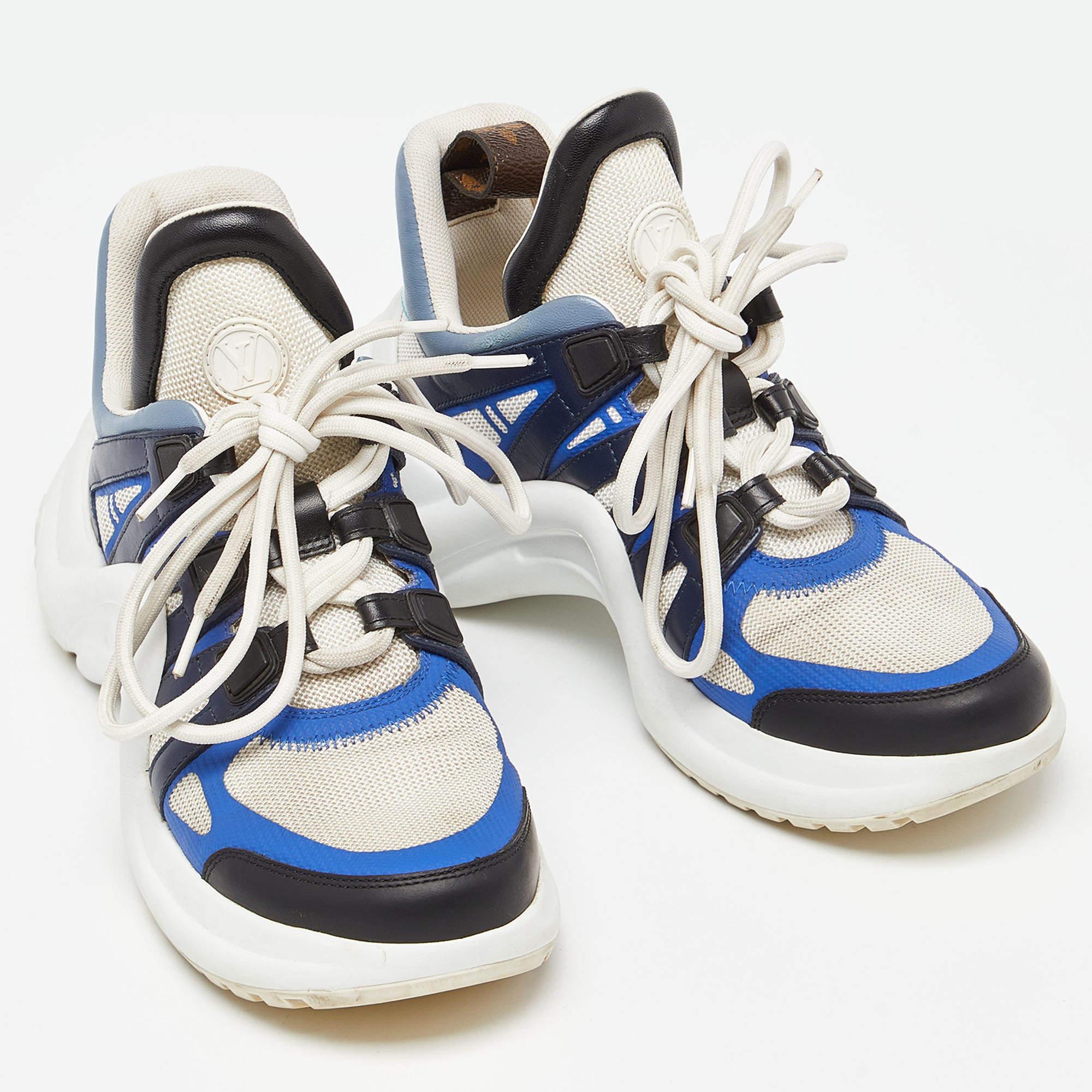 Women's Louis Vuitton Tricolor Mesh and Leather Archlight Sneakers Size 36 For Sale