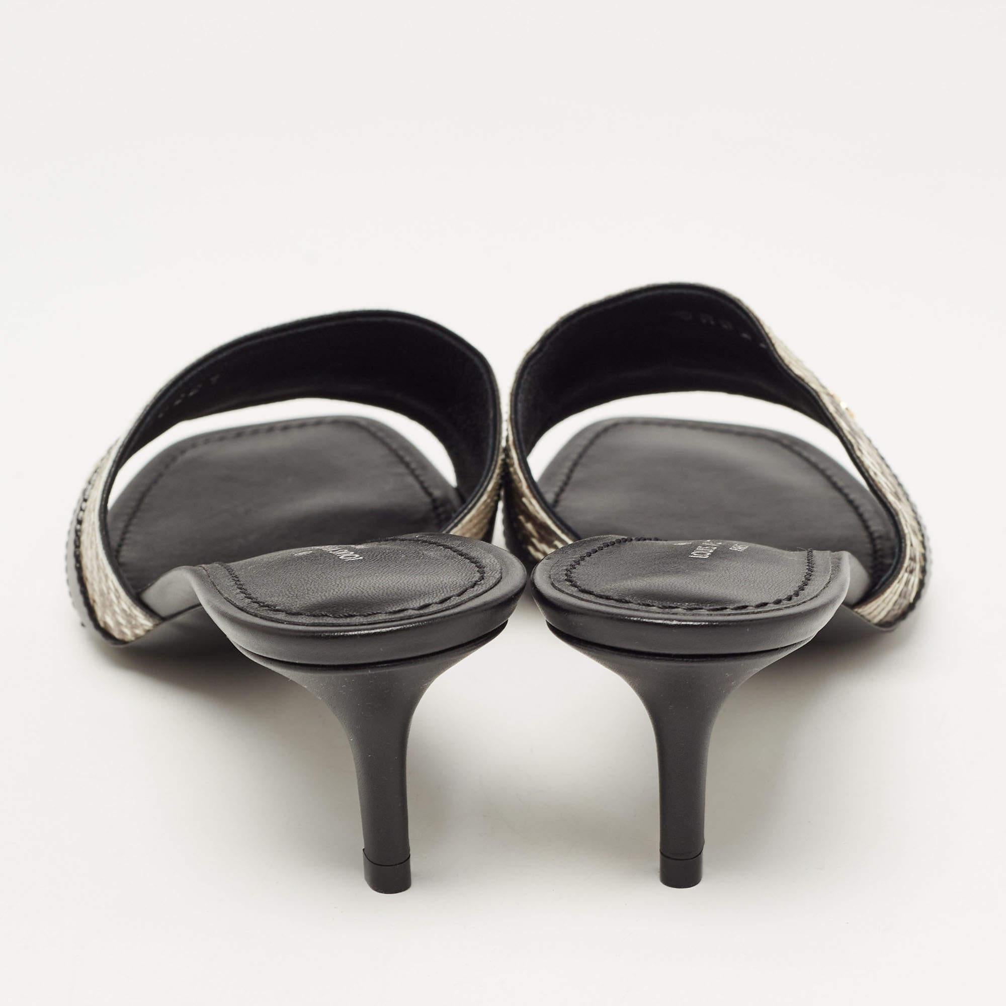 Louis Vuitton Tricolor Snakeskin Slide Sandals Size 37 For Sale 4