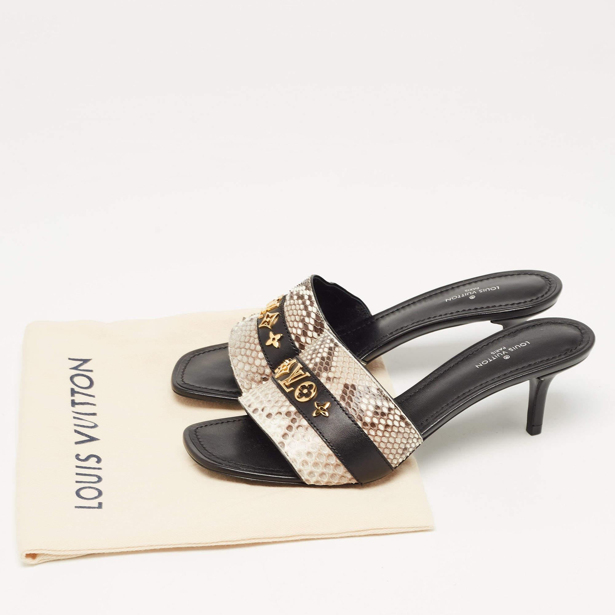 Louis Vuitton Tricolor Snakeskin Slide Sandals Size 37 For Sale 5