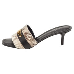 Used Louis Vuitton Tricolor Snakeskin Slide Sandals Size 37
