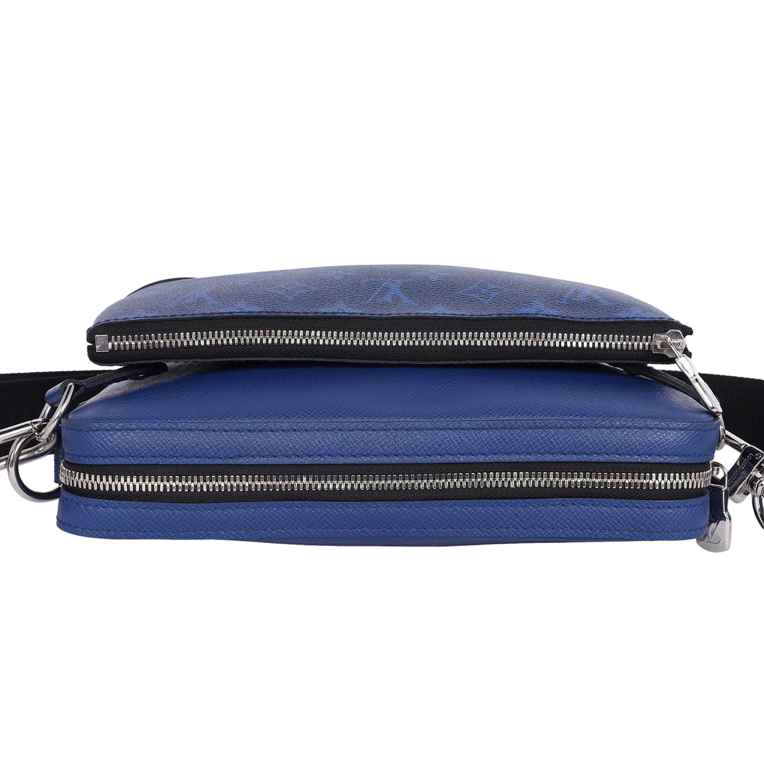 Louis Vuitton Trio Messenger Bag Monogramm Taigarama Kobaltblau im Angebot 5
