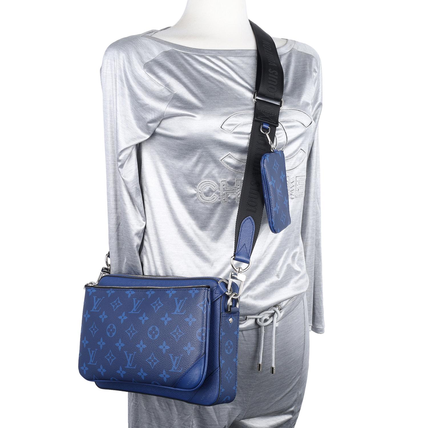 Louis Vuitton Trio Messenger Bag Monogram Taigarama Cobalt Blue In Excellent Condition For Sale In Salt Lake Cty, UT