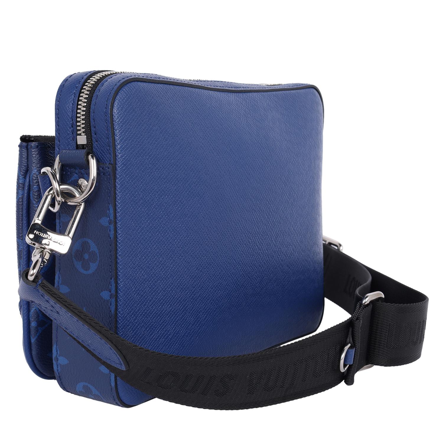 Louis Vuitton Trio Messenger Bag Monogramm Taigarama Kobaltblau im Angebot 2
