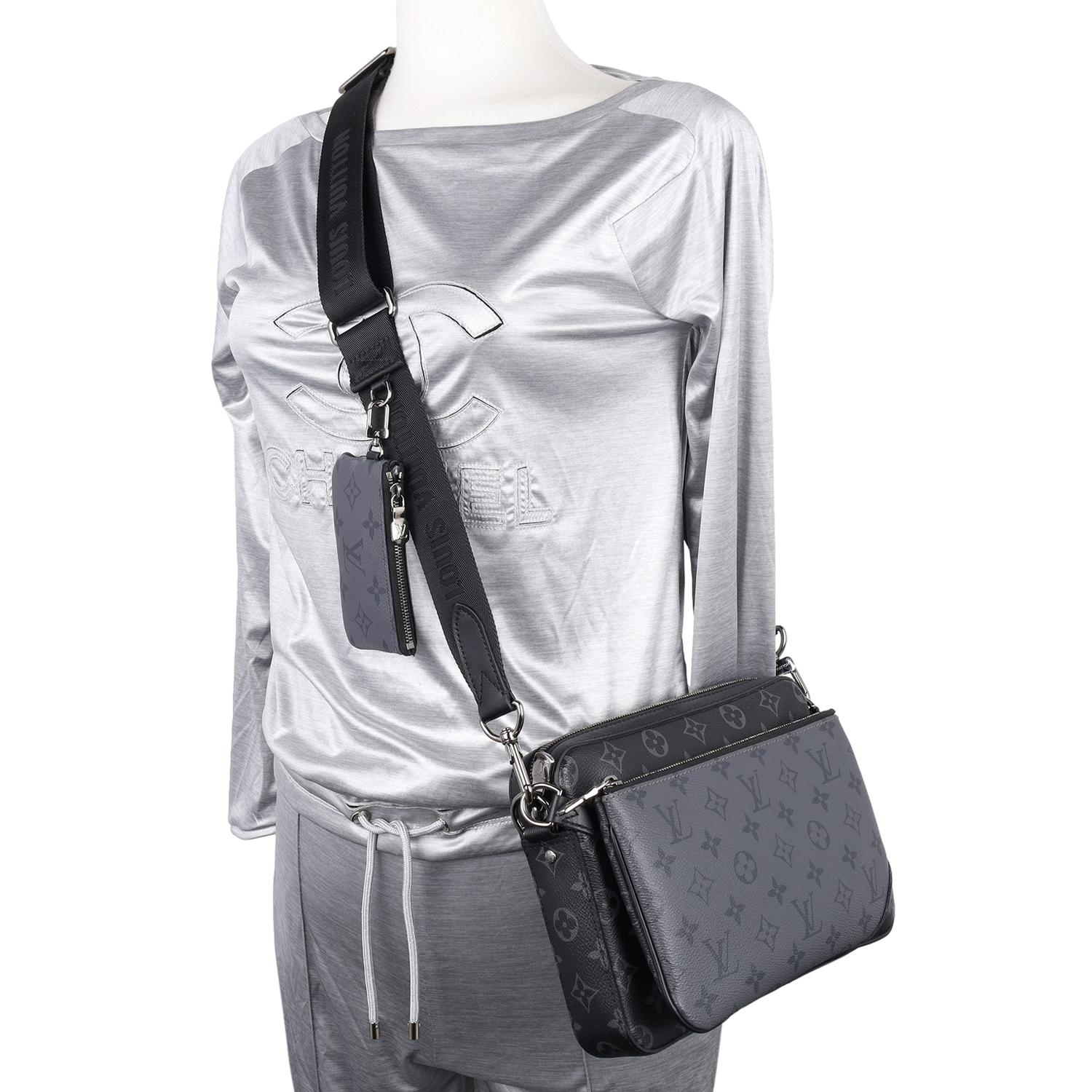 Louis Vuitton Trio Messenger Eclipse Crossbody Bag Black Gray In Good Condition In Salt Lake Cty, UT