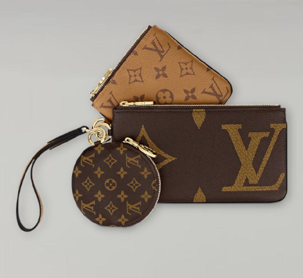 Louis Vuitton Trio Pouch Monogram Reverse and Monogram Mini coated canvas In New Condition In Nicosia, CY