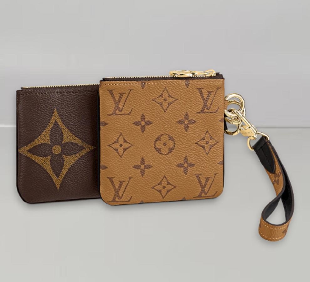 Women's Louis Vuitton Trio Pouch Monogram Reverse and Monogram Mini coated canvas