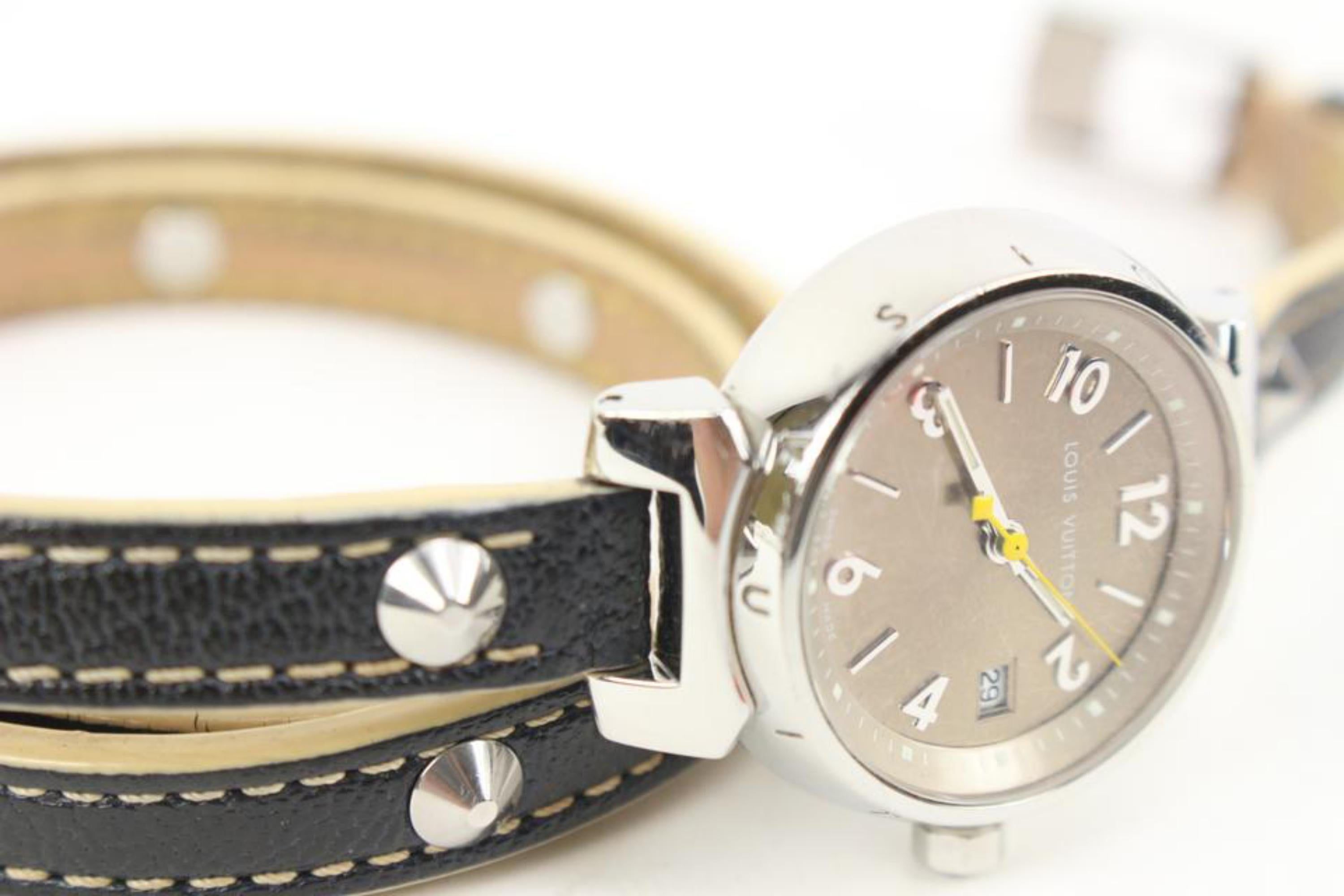 Louis Vuitton Tambour-Uhr, dreifach ummantelt, Q1212, 28 mm Quarz 25lv37s Damen im Angebot