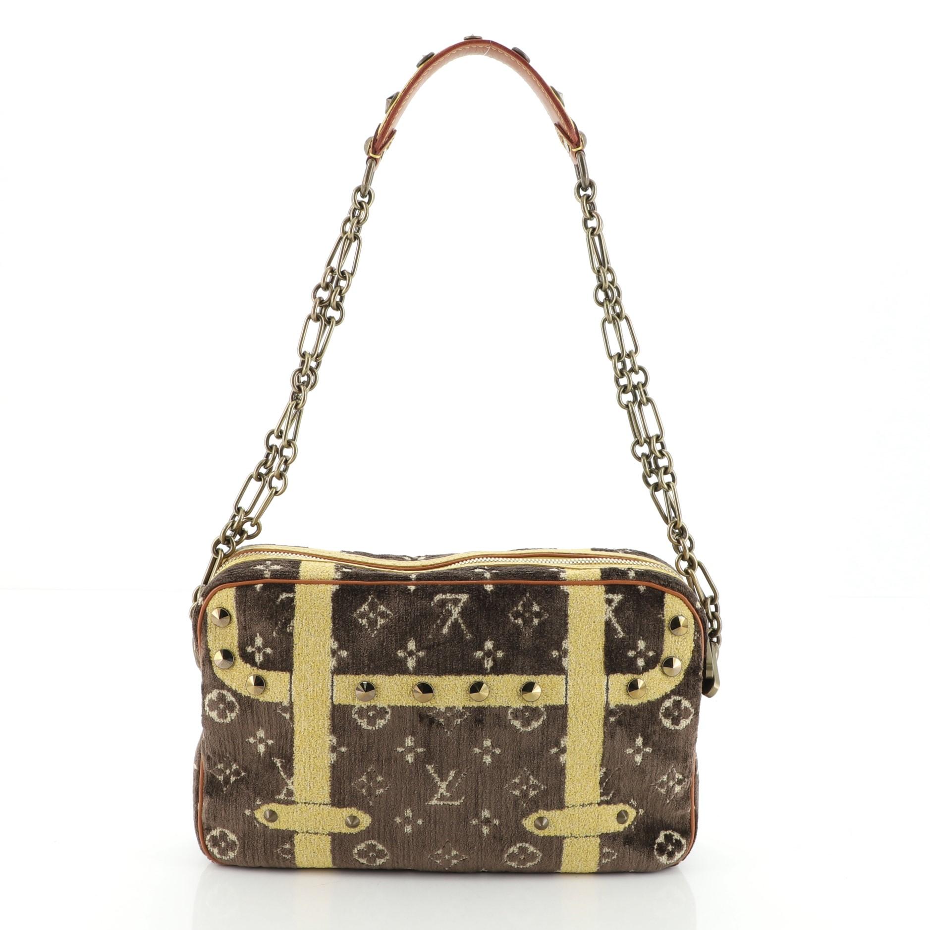 Brown Louis Vuitton Trompe L'Oeil Trocadero Handbag Monogram Velvet 27