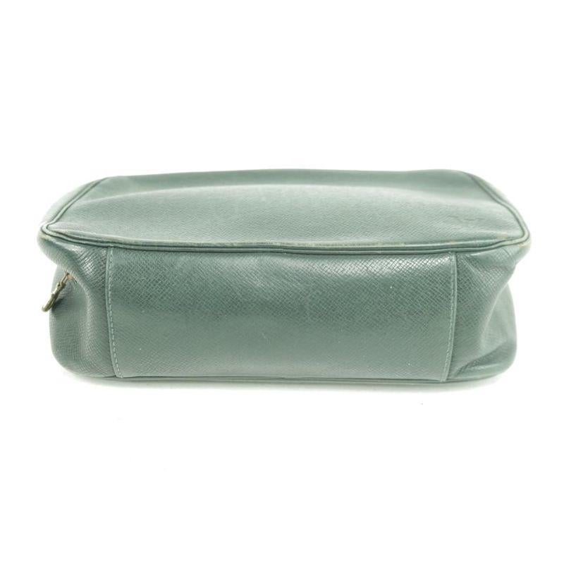 Louis Vuitton Trousse Toilery Pouch Gm 232555 Green Taiga Leather Wristlet For Sale 6